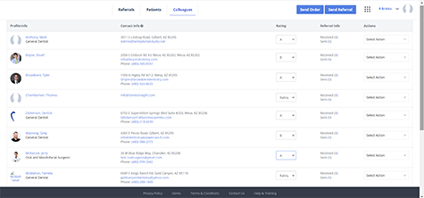 <h3>Dental Referral<br>Management System</h3><br> General dentists can connect to Specialist or other practitioner over referral platform to send them patient referrals. One can find connected specialist or practitioners at Colleague section to check referral sent/received to/from them.