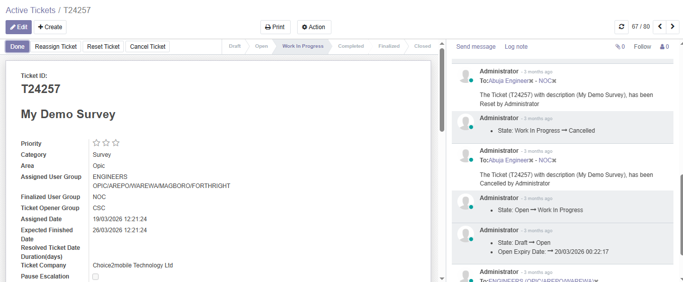 Odoo Survey Ticket Screenshot